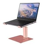 Adjustable Laptop Stand for Desk - Adjustable Height Adjustable Angle Laptop Riser Computer Stand for Desk - Aluminium Metal Laptop Holder Macbook stand - 11 inch to 17 inch- (Rose Gold)