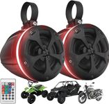 Pyle, Waterproof Speaker, Marine Grade Wakeboard Tower Speakers, 2 Way Dual Waterproof Off-Road Speakers, 4” 800W W/ RGB Lights & Remote, Full Range Audio Stereo Speaker, For ATV, UTV, Jeep, Boat
