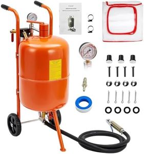 Festisoul 20 Gallon Portable Sand Blaster with 4 Ceramic Nozzles and Oil Water Separator, 60-110 PSI Air Sand Blasting Kit, Abrasive Blaster with 2 Wheels, for Removing Paint, Rust, Stain