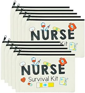 UgyDuky 10Pcs Canvas Multi Purpose Zipper Pouch Nurse Practitioner Gifts Bags Nurse Cosmetic Bag Nurse Survival Kit Makeup Bags Pencil Pouch Bag with Zipper Toiletry Bag for Nurses (Nurse A)