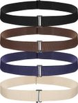 Gihuo 4 Pack Women No Show Invisible Belt Stretch Waist Belt with Flat Suitable for pairing with jeans pants dresses (Black Blue Khaki Brown)