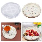 Voyyphixa Round Tray Epoxy Resin Mold Fruit Plate Mould Coaster Resin Molds Silicone Irregular Tray Molds for casting DIY Jewelry Storage Box Trinket Dish Soap Candle Holder (Irregularly round mold)