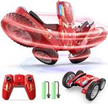 DEERC Iron Remote Control Car - Double Sided Mini RC Stunt Car, 360°Rotating 4WD Off-Road RC Cars with Headlights 2.4Ghz Indoor/Outdoor Rechargeable Toy Car for Boys Girls Age 4-7 8-12 Birthday Gift