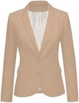 luvamia Women's Long Sleeve Formal Notch Lapel Button Down Blazer Pockets Jacket Women's Blazer Suit Trendy Clothes for Women Beige Size Large Size 12 Size 14