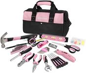 WORKPRO 106-Piece Home Tool Kit, Pink Tool Kit with Tool Storage Bag - Durable, Long Lasting Chrome Finish Tools - Perfect for DIY, Home Repair