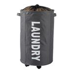 HOKIPO Large Laundry Basket Foldable Hamper With Wheels, Grey (AR-4857-GRY)