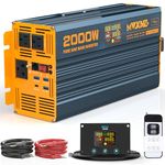 MWXNE 2000W Pure Sine Wave Power Inverter DC 12V to 110V 120V AC with 4 Quick Charging USB Ports& 3 AC Outlets Power Inverters for Vehicles RV Truck Home with LCD Display and Remote Controller