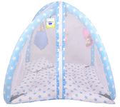 Toddylon Baby Play Gym New Born Baby Bedding|Mat With Hanging Toys|Mattress With Mosquito Net|Cotton Playing Mat|Baby Crawling Mats|Playmats & Floor Gyms (0-6 Months),1 Count,Blue