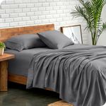 Bare Home Full XL Sheet Set - Premium 1800 Ultra-Soft Microfiber Full Extra Long Bed Sheets - Double Brushed - Full XL Sheets Set - Deep Pocket - Bedding Sheets & Pillowcases (Full XL, Grey)