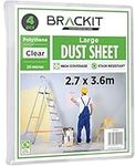 Brackit 4pc, Large Plastic Dust Sheets for Decorating - 3.6m x 2.7m (12ftx 9ft) - 20 Micron - Embossed White Plastic Sheets for Painting - Waterproof Plastic Sheets for Painting & Covering