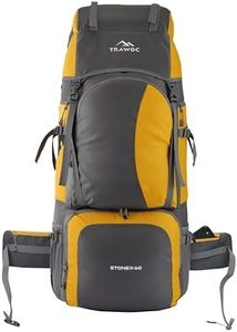 TRAWOC STONEX 60 Ltr Travel Backpack Trekking Rucksack bag for Men & Women Travel Bag Hiking Backpack, Grey- Yellow, 3 Year Warranty, HK001