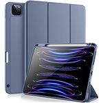 Vobafe Case Compatible with iPad Pro 11 Inch Case 2022/2021/2020/2018, TPU Flexible Back Cover with Pencil Holder, Auto Wake/Sleep, Support Pencil 2 Wireless Charging, Blue Grey