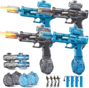 4 Pack Electric Water Guns for Kids & Adults, Automatic Rechargeable Squirt Guns with LED Light Sound & Vibration, Long Range Water Blaster Set, Large Tank Fast Fill Water Guns for Pool Beach Party