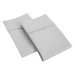 Cottington Lane Oxford Pillow Pillow Cover Set of 2-400 Thread Count 100% Soft Natural Cotton Pillow Cases| Light Grey Solid| 20 X 30 inches