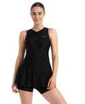 Speedo Women's Endurance10 Closedback Swimdress with Boyleg Swimming Costume| Chlorine Resistance | Shape Retention Fabric | UPF 40+ Sun Protection | Removable Bra Pads