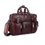 HAMMONDS FLYCATCHER Genuine Leather Office Bag for Men with Adjustable Shoulder Strap - 15.6 Inch Laptop Bag for Men - Water Resistant, 1 Year Warranty - Office, Travel, Daily Use - Brown