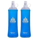 Azarxis TPU Soft Flask Collapsible Water Bottle Running Folding Gel Water Reservoir Handheld for Hydration Pack Hiking Cycling Climbing Jogging Marathon Trail Race (450ml - 2 Pack)