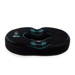 Kiimora Polyurethane Donut Coccyx Cushion, Orthopedic Tailbone Pillow for Pain Relief, Orthopedic Seat Cushion for Hemorrhoids, Post-Surgery Recovery, Office Chair, Car, and Home Use, Black