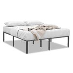 Zebuloni California King Bed Frame,18 Inch High Metal Platform Bed Frame,No Box Spring Needed,Heavy Duty Steel Slat with Strong Metal Foundation,Storage Pouch x 1 Included,California King