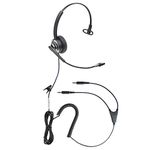 ECS WordCommander Dual 3.5mm Mic and Headset Plug Single Ear Voice Recognition Headset, Noise-Cancelling Boom Mic, Pro-Flex Wire, Ideal for Voice-to-Text, Superior Audio Quality, Comfortable Fit