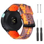 Bandkids Camo Band for Garmin Forerunner 235 Watch Band/Approach S20 S5 S6,Adjustable Soft Silicone Replacement Strap for Garmin Forerunner 235/220/230/620/630/735XT/235 Lite (orange-camo)