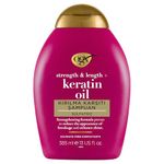 OGX Strength & Length + Keratin Oil Fortifying Anti-Frizz Shampoo for Damaged Hair & Split Ends, with Keratin Proteins & Argan Oil, Paraben-Free, Sulfate-Free Surfactants, 385ml