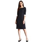 FableStreet Women's Polyester Colour Block Polka Dot Shift Midi Dress - Black and White (DR340BLAC-M)