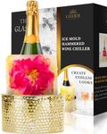 Champagne Ice Mold Wine Bottle Chiller - Durable Gold Hammered Stainless Steel Wine Bucket - DIY Floral Ice Bucket for Dinner Parties, Birthday, Bridal Shower & Baby Shower - Perfect Hostess Gift