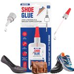 GH1200 (2-IN-1) Shoe Glue Sole Repair Waterproof with Brush Applicator and Nozzle - Clear Drying & Strong Shoe Repair Superglue for shoes - Non-Stiff Repairs, Fixes Sneakers, High Heels, Crocs & More