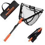 KastKing Pontus Fish Landing Net, Foldable, Extendable, Lightweight & Portable Fish Landing Net With Built In Length Scale, Soft EVA Foam Handle, Aluminum Handle, Fish-friendly Mesh for a Safe Release