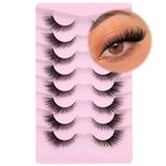 Fox Eye Lashes Wispy Eyelashes Natural Look Clear Band Lashes Fluffy Faux Mink Lashes Natural False Lashes Pack by GVEFETIEE 8 Pairs