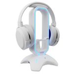 Tilted Nation RGB Gaming Headset Stand - 3 in 1 Design with Mouse Bungee and 2 Port USB 3.0 Hub - The Ultimate Addition to Your Gaming Station - Dynamic RGB Headphone Stand with USB Charger - White