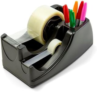 Officemate Recycled 2-in-1 Heavy Duty Tape Dispenser, 1" and 3" Cores, Black (96690)