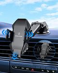 15W Wireless Car Carger, Qi Car Phone Holder Charger with Auto Clamping Dashboard+Air Vent+Windshield Phone Holder For iPhone 11/11 Pro/12/X/XR/XS Max/Galaxy S10+