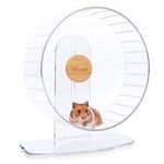 Niteangel Super-Silent Hamster Exercise Wheels - Quiet Spinner Hamster Running Wheels with Adjustable Stand for Dwarf Syrian Hamsters Gerbils Mice Or Other Small Animals (Transparent, Large)