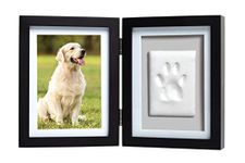 Pearhead Pet Pawprints Desk Picture Frame and Imprint Kit, Black, Pet Owner Gifts