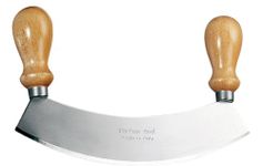 Eppicotispai Stainless Steel Mezzaluna Chopper/Mincer with Wooden Handle, 10-Inch