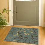 Ottomanson Ottohome Collection Contemporary Leaves Design Rubber Back Area Rug, 67 cm x 90 cm, Seafoam