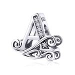 Lorrifal Alphabet Initial A Charms Letter Complete A-Z Letters Solid 925 Sterling Silver Cubic Zircons Beads Dangle Pendants for Pandora European Bracelets Necklace Women Girls Jewelry Gift Options