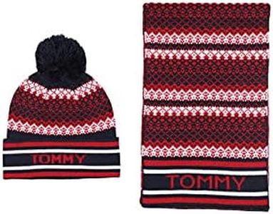 Tommy Hilfiger Men's Scarf and Hat Sets, Blue and Red, One Size