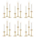 Sziqiqi 18Pcs Gold Candlestick Holders for Wedding Table Centerpiece 48cm - Tall Taper Candle Holders with Removable Glass Decorative Hurricane Candleholder for Fireplace Mantel Dinner Table Decor