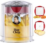 Slap Chop French Fry Potato Cutter Onion Chopper Apple Dicer - Easily Cut in Seconds - Stainless Steel Blades - No Mess Container - Slice French Fries, Fruit, and More - Dishwasher Safe