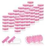 ZEJIA 10 Gram Sample Containers, 100 Count Cosmetic Containers with Lids, Refillable Empty Sample Jars, Small Plastic Containers with Lids (Pink)