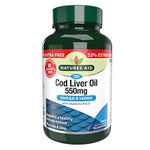 Natures Aid Cod Liver Oil 550 mg 120 Softgel Capsules (Providing 120 mg Omega-3, with Vitamins A and D, For The Normal Function of the Immune System, Purity Guaranteed, Made in the UK)