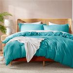 Nestl Bedding Duvet Cover 3 Piece Set – Ultra Soft Double Brushed Microfiber Hotel Collection – Comforter Cover with Button Closure and 2 Pillow Shams, Teal - California King 98"x104"