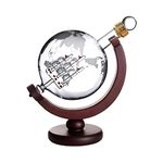 CALANDIS® Globe Glass Crystal Whiskeys Decanter Liquor Spirits Wine Bottle 1000Ml | Wood and Glass | 1 Piece Globe Decanter