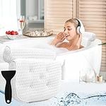 Bath Pillow Bathtub Pillow - Bath Pillows for Tub with Neck, Head, Shoulder and Back Support - 4D Air Mesh Spa Pillow for Bath - Extra Thick, Soft and Quick Dry