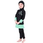 Toddler Kids Girls Muslim Swimsuit Hooded Tops + Pants Full Cover Rashguard Burkini Hijab Islamic Swimwear Infant Baby UV Sunsafe Bathing Suit Black 5-6 Years