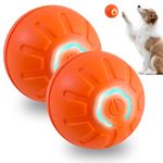 Interactive Pet Toy Automatic Rolling Ball, 2024 Rechargeable USB Dog Toy Balls, Durable High Bounce Floating Rubber Dog Ball, Dog Rolling Ball with LED Flash Light, for Kittens, Puppies (Orange 2PCS)
