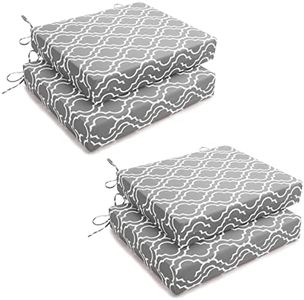 HARBOREST Outdoor Chair Cushions Set of 4 - Square Corner Waterproof Outdoor Cushions for Patio Furniture - Patio Furniture Cushions with Ties, 18.5"x16"x3", Grey Geometry